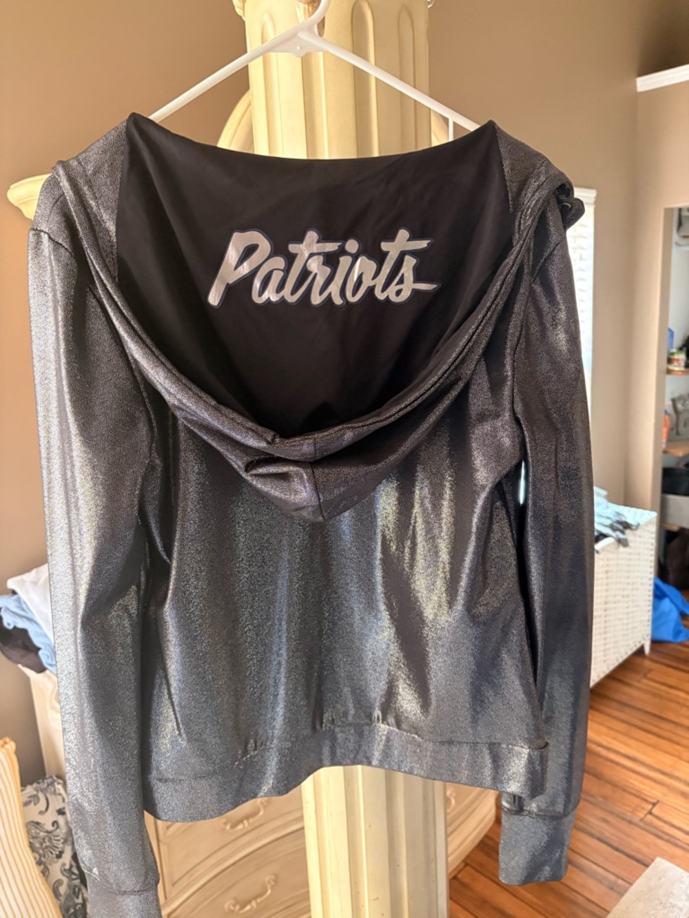 Patriots Shimmery Black Hooded Jacket